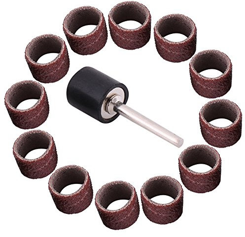 Akozon Tambor de Lijado Bandas de Papel de Lija Mangas Mandril Carpintería Kit de Pulido(#80)