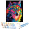 RIHE Malen nach Zahlen DIY Ölgemälde Bunte Wolf Leinwanddruck Wandkunst Dekoration(Ohne Rahmen)