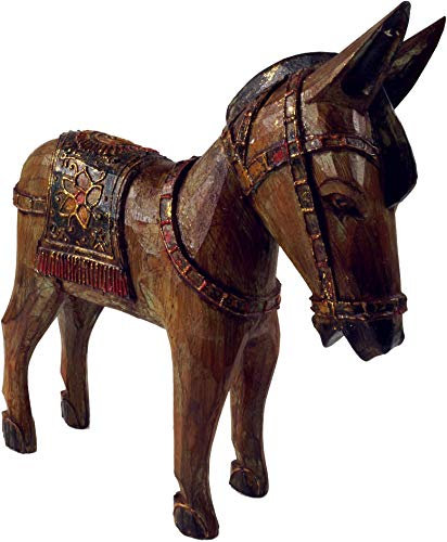 GURU SHOP Geschnitztes Pferd, Dekoobjekt aus Holz - Design 3, 26x24x7 cm