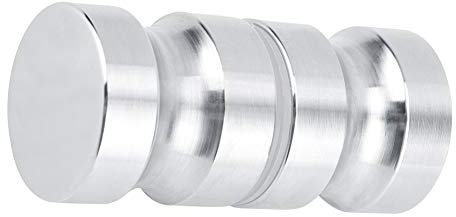 Zerodis Poignée de porte en verre double face ronde en acier inoxydable pour salle de bain