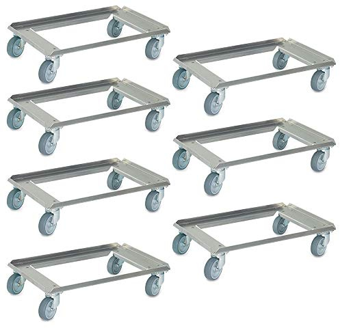 BRB 7X Logistikroller/Kistenroller für Behälter 600x400 aus Aluminium, Tragkraft 250 kg