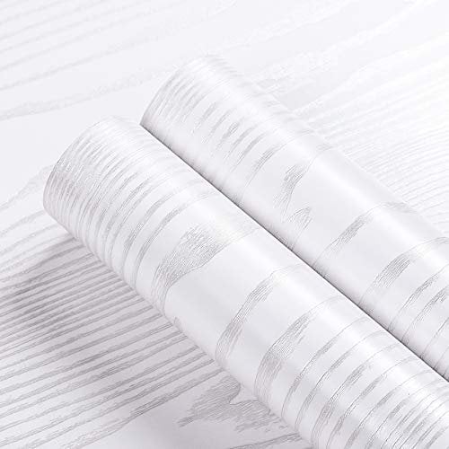Livelynine 40CMX10M Papel Adhesivo para Muebles Madera Blanco Vinilo Cocina Muebles Blanco Vinilos para Puertas de Madera Interior Papel Vinilo Adhesivo para Encimera de Cocina Blanco Autoadhesivo