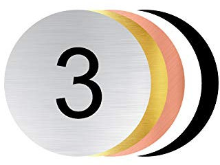 Signalétique.biz France - Plaque Gravée Boite Aux Lettres - Numéro de Maison à Personnaliser - Diamètre 6 cm - Aspect Argent Brossé avec Écriture Noir