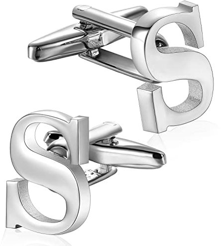 HAWSON Manschettenknöpfe mit Buchstabe A-Z, Großbuchstaben, versilbert/goldfarben, als formelles Geschäftsgeschenk für die Ehe mit einem Smokinghemd, Metall