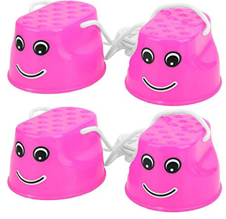 Team Stepper, 2 Paar Leichtes ABS Kinder Kinder Balance Board Verdicken Walk Stelzen Schuhe Team Stepper Platte Füße Walking Training Board Trainingsausrüstung Sportunterricht Spielzeug(rot)