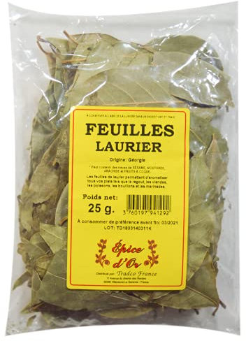 Feuille de Laurier 25g - Epice d'Or, Premium et 100% Naturelles - Arôme Authentique et Qualité Supérieure - Parfaites pour Soupe, Ragoût, Sauce et Plus