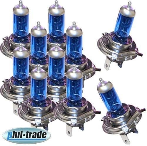 Recambo 10x Halogen H4 Scheinwerferlampe Birne 75W / 70W 24V Abblendlicht Fernlicht Glühlampen | E - Prüfzeichen | Sockel P43t - Xenon Weiß