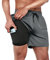 Ineepor Herren Badehose Mit Kompression Und Innenhose - 2 in 1 Board Shorts Mit Reißverschlusstasche, Kurz, Grau, L
