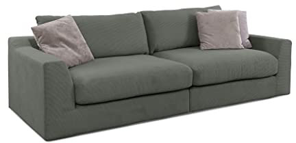 CAVADORE Big Sofa Fiona / Megasofa in Cord mit tiefen Sitzflächen und weicher Polsterung / Cordsofa / 276 x 90 x 109 / Cordstoff Anthrazit