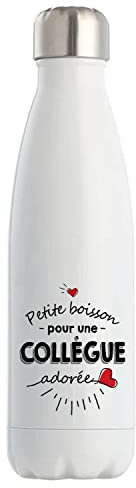 Bouteille isotherme Petite Boisson d'une Collègue adorée | Gourde Idée Cadeau Travail Boulot Métier Départ Retraite Collègue Femme Anniversaire Noël