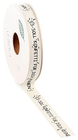 Geschenkband Schleifenband Dekoband mit süßen Sprüchen - 0,69€/m - 20m x 15mm (ES SOLL KONFETTI FÜR DICH REGNEN)