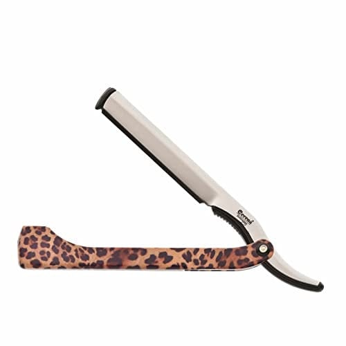 Cerena Profi Rasiermesser mit Wechselklinge aus Hochwertigem Edelstahl – Rasiermesser Herren inkl. 2 Rasierklingen – Barber Messer Made in Solingen (Leopard-Print)