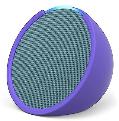 Echo Pop | Full sound compact Wi-Fi and Bluetooth smart speaker with Alexa | Midnight Teal and a Made For Amazon Sleeve for Echo Pop (2023 release), Purple