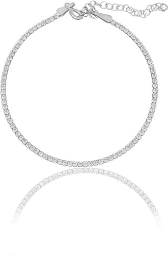Einzelstück® Tennis Armband Silber 925 I Damen Kristall Armband I 18K Gold Rosegold Echtschmuck I Klassisch Tennisarmband Glitzer (Sparkle Armband Silber)