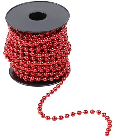 CSDPC Christmas Bead Chain, 1 Roll Christmas Tree Decoration Chain,10M Long Christmas Bead Garland Decoration, String Chain Hanging Pearl Beads for Home Christmas Wedding DIY Decoration (Red)