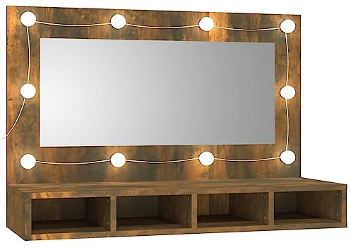 vidaXL Spiegelschrank mit LED Räuchereiche 90x31,5x62 cm
