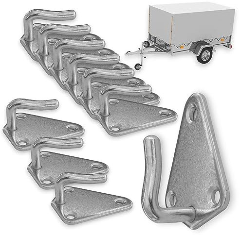 All-around24 Dreiloch Planenhaken Netzhaken für Plane & Anhängernetz langlebige Dreilochplanenhaken aus verzinktem Guss - robuste Dreilochhaken Abspannhaken für Anhänger (10 X Planenhaken)