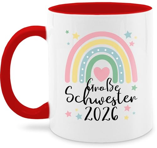 Tasse Tassen 325ml - Große Schwester Geschenk 2026 Regenbogen Big Sister - 325 ml - Rot - grosse rosa schwestern 2023 teetasse beste sis 2025 kaffeetasse für geschenke glühweintassen best fuer