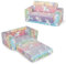 DREAMADE 2-in-1 Kindersofa ausklappbar, Kindersessel aus Flanellstoff mit leuchtenden Mustern, abnehmbarem Bezug & Seitentaschen, Kindercouch Spielsofa Kindermöbel für Kinder ab 3 Jahren (Bunt)