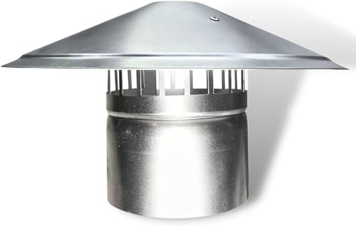 Byson Stainless Steel Chimney Cap 125mm/150mm Ducting Pipe Woodburner Flue Liner Ventilation Pipe Rain hat Chimney Pot Roof Cowl rain Cover (150mm/6)
