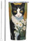 Gobelets personnalisés en acier inoxydable de 591 ml, tasse à café de voyage isotherme avec couvercle et paille - Cadeau personnalisé pour la famille et les amis, marguerites, chat noir
