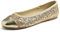Feversole Damen Klasssische Ballerinas Lack Balerinaschuhe Flach Damenschuhe Gold Zehenkappe EU 39