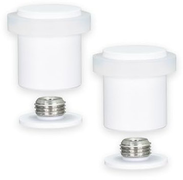EVI Herrajes | Pack 2 Topes de Puerta Blancos | Ø24x30mm | Acero Inoxidable | Goma Blanca | Incluye Tornillo + Taco de Sujeción | Mod. I-18124X30-BBL