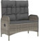 Makastle Polyrattan Gartensofa mit Liegefunktion & Kissen, 2 Sitzer Loungesofa Gartenbank Gartenliege Sonnenliege Sitzbank Bank Balkonbank Gartenmöbel, 107 x 62,5 x 109 cm Grau