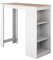 MB Muebles Bonitos, Mesa Alta Bar Kyra con 3 Estantes, Barra Cocina de Estilo Moderno, Melamina Mate, Blanco y Sonoma, 110x103x50 cm