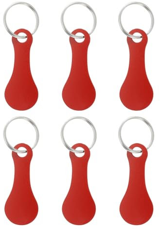 PATIKIL Porte-Clés Jeton de Caddie de Courses, Lot de 6 Jetons en Acier Inoxydable de 2,2 Pouces pour Déverrouiller Les Caddies de Courses, Rouge