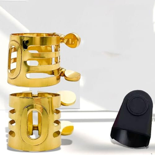 Lecreatekit Abrazadera de ligadura para boquilla de saxo soprano alto tenor, construcción de metal (TENOR SAX)