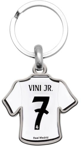 ms móvil shop Real Madrid Porte-clés métallique T-shirt VINI JR numéro 7 | Produit officiel, blanc, S