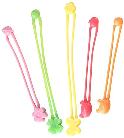 AUTSUPPL 5pcs Silicone Kitchen Bands Elastic Multi-Function Reusable Washable Flexible Stretch Bands for Food Bag Vegetable Tie and Bento Box Fixing