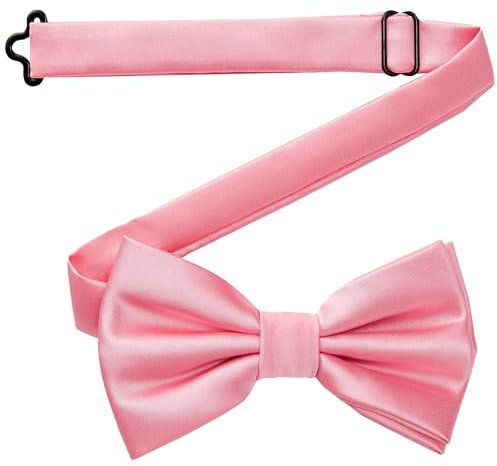 DonDon Fliege Herren handgefertigt Seiden-Look 12 x 6 cm Fliege Rosa