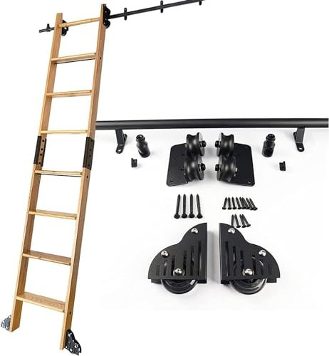 Robuste Rollleiter, Gleitschiene, Hardware-Kit für Bücherregal, Lager, mobile Leiter, 400 cm Größe