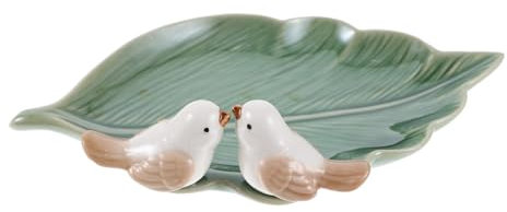 Alipis Porzellan Schmuck-tablett in Blattform Mit Vogelmotiv Keramik Schmuckhalter Für Ringe Ohrringe Armbänder Dekoratives Organizer-tray Für Tisch Wohnzimmer Schlafzimmer