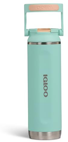 IGLOO Thermoflasche Sipper 20 – Edelstahl-Trinkflasche 600 ml, isoliert & auslaufsicher, Kohlensäure geeignet, Grün – BPA-frei, für heiße & kalte Getränke