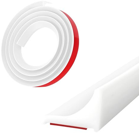 Selbstklebende Silikon-Wasserstopstreifen, spritzwassergeschützte Streifen für Duschen, wasserdichte Barrieren für begehbare Duschböden, Duschschwellen für nass und trocken (Weiß, 200cm)