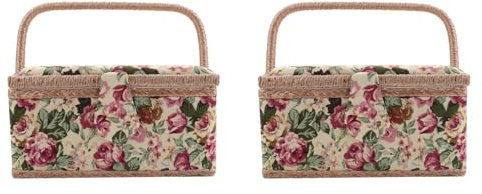 Goufride 2X Extra Großer Nähen Korb, Vintage Nähen Korb, für Nadeln, Faden, Maßband und Andere Nähen Zubehör Aufbewahrung