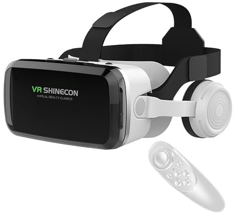 VR Headset for 4.7-6.7 Screen Mobile Phones Bluetooth 3D Virtual Reality Glasses with Controller Compatible with iPhone and Samsung Android Cellphone Etc. VR Headset for Movies & Video Games IMAX