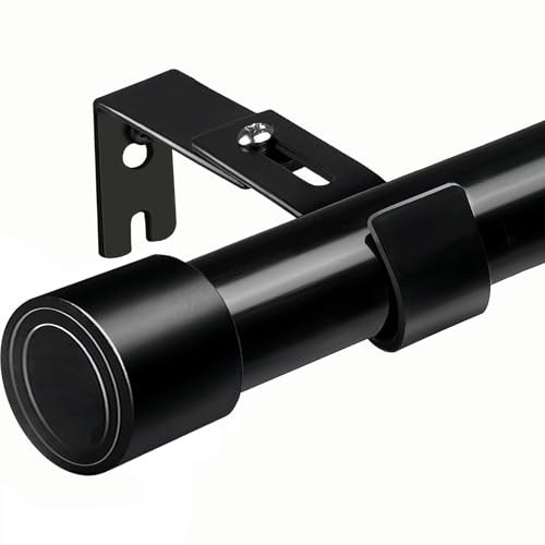 Gardinenstange 3m Vorhangstange Schwarz Gardinenstange Ausziehbar Curtain Rod mit Endkappen und Montagezubehör für Wohnzimmer/Schlafzimmer, 185-310CM (Schwarz, Φ25mm)