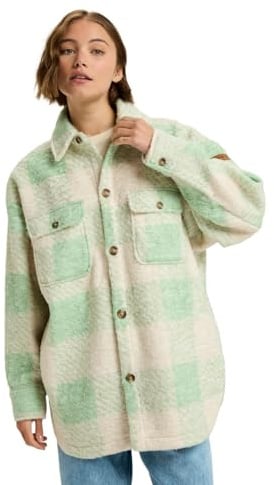 Roxy Over And Above - Check Plaid Polar Fleece Shirt Jacket for Women - Karierte Fleece-Hemdjacke - Frauen - S - Grün.