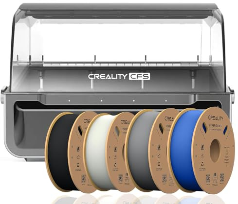 Creality CFS - Filament System, Mehrfarbiger 3D-Druck, Auto Filament Erkennung, Feuchtigkeitsgeschützte Lagerung, Unterstützt 4 parallele Geräte für K2 Plus, inkl. 4 × 1KG Hyper PLA