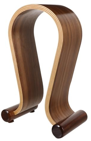WRITWAA Walnut Headphone Hanger Wooden U-shaped Desk Holder for Office Workspace Earphone Rack Display Stand in Walnut