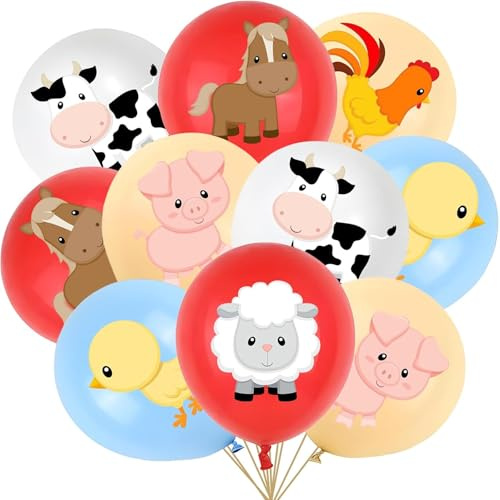 DazzJoy 18 Stück Bauernhof Luftballon Tiere Ballons, Luftballons Tiere Kindergeburtstag Deko, Bauernhoftiere Helium Ballon für Bauernhof Geburtstag Deko, Party Animals, Babyparty Deko Junge Mädchen