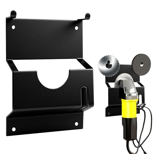 Winkelschleifer Halterung, Flex Halterung, Wandmontage Winkelschleifer Halter, Werkzeugwand zur Aufbewahrung von Winkelschleifern, Schleifscheiben und Trennscheiben, Schwarz, Metall