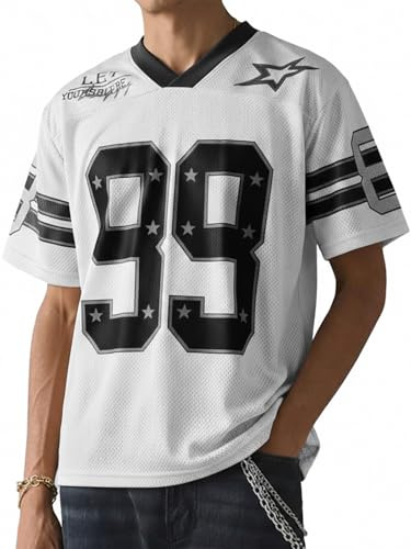 HAWILAND Women Mesh Football Basketball Jersey Tops Y2K Oversized T Shirt