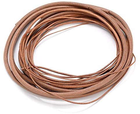 EYZJQSTUV Runde Rindsleder-Lederkordel, Lederband, 1 Meter Rolle,0–5,0 mm, Mehrfarbig, for die Schmuckherstellung(Black,5.0mm)