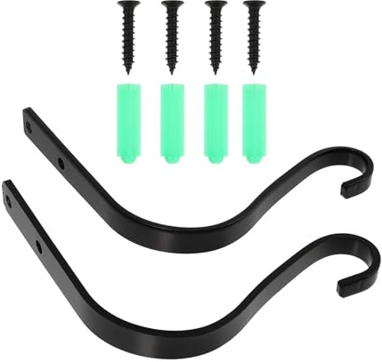 SHINEOFI Supports Muraux en Fer Suspendre de Plantes 2 Pièces Crochets Incurvés pour Jardinières Lanternes Extérieur Balcon Jardin Fixation par Vis Robuste