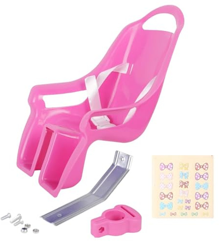Rdfhrg Muñecas Accesorios de bicicleta ABS Asiento de muñeca para bicicletas, muñecas Asiento de bicicleta Trasero Portabicicletas para niños Bicicleta para niños Asiento de muñeca con pegatinas DIY